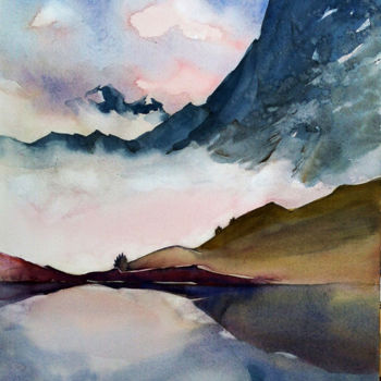 Peinture intitulée "Lac de Castereau et…" par Isabelle Seruch Capouillez, Œuvre d'art originale, Aquarelle