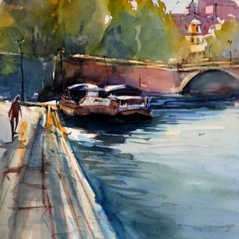 Painting titled "Toulouse Daurade" by Isabelle Seruch Capouillez, Original Artwork, Watercolor