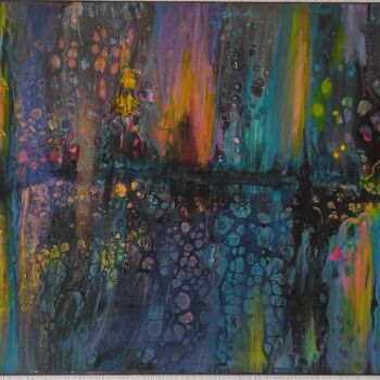 Painting titled "Lights in the dark" by Isabelle Sophie Bouscaud, Original Artwork, Acrylic Mounted on Wood Stretcher frame