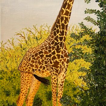 Pintura intitulada "Girafe en Tanzanie" por Isabelle Tysiac, Obras de arte originais, Acrílico