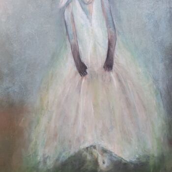 Painting titled "Alice" by Isabelle Vialle, Original Artwork, Oil Mounted on Wood Stretcher frame
