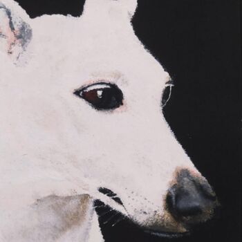 Painting titled "Galgo blanco" by Isabelle Wickihalder, Original Artwork, Acrylic