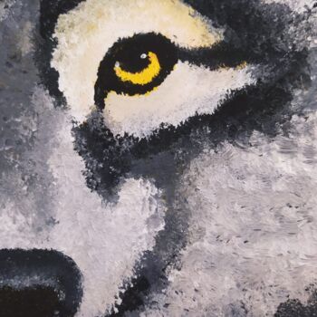Painting titled "Wolf" by Isabelle Wickihalder, Original Artwork, Acrylic