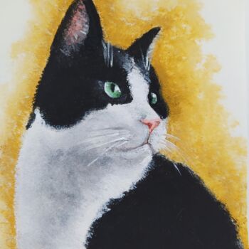 Peinture intitulée "Gato común europeo…" par Isabelle Wickihalder, Œuvre d'art originale, Acrylique