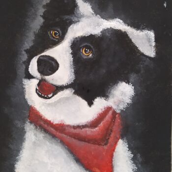Painting titled "Border Collie II" by Isabelle Wickihalder, Original Artwork, Acrylic