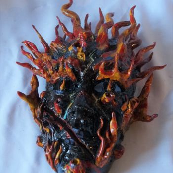 Sculpture titled "le feu" by Isabelle Zwang, Original Artwork, Ceramics
