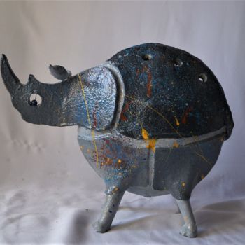 "Rhinocéros gris" başlıklı Heykel Isabelle Zwang tarafından, Orijinal sanat, Kil