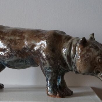 Rzeźba zatytułowany „hippopotame” autorstwa Isabelle Zwang, Oryginalna praca, Ceramika