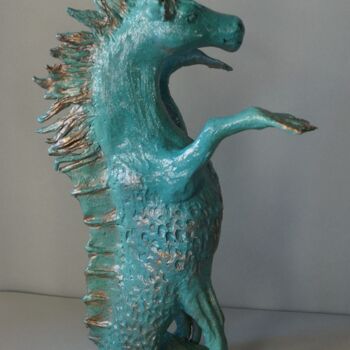 Sculpture titled "CHEVAL MARIN" by Isabelle Zwang, Original Artwork, Ceramics