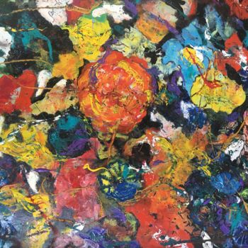 Pittura intitolato "Fleurs multicolore" da Isabelle Andrau, Opera d'arte originale, Olio