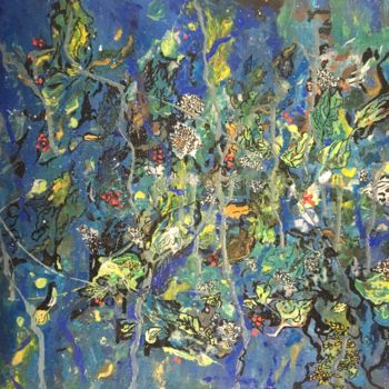 Painting titled "Petit bleu" by Isabelle Andrau, Original Artwork, Acrylic