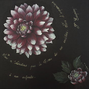 Peinture intitulée "Dahlia" par Isabelle Blanchon, Œuvre d'art originale, Gouache