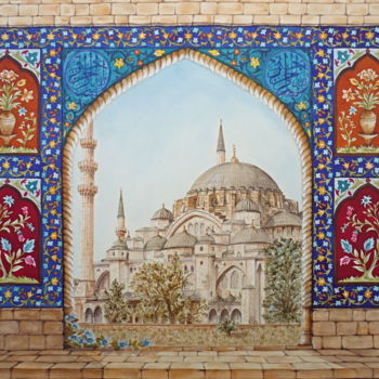 Malarstwo zatytułowany „Mosquée Soliman le…” autorstwa Isabelle Blanchon, Oryginalna praca, Atrament