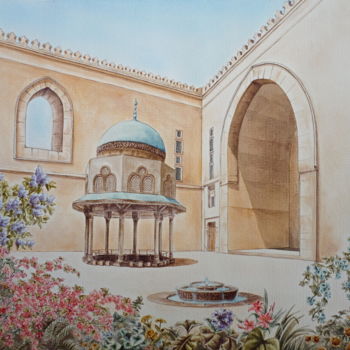 Pintura titulada "Cour de la mosquée…" por Isabelle Blanchon, Obra de arte original, Tinta