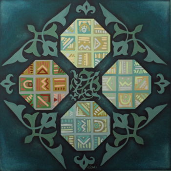 "Africoriental vert…" başlıklı Tablo Isabelle Blanchon tarafından, Orijinal sanat, Guaş boya