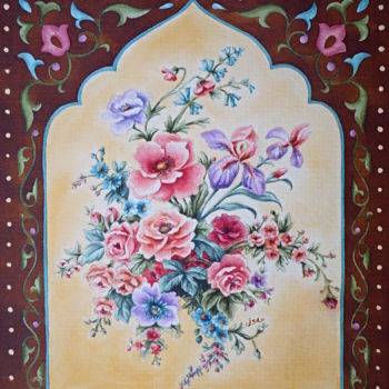 Peinture intitulée "Florilège" par Isabelle Blanchon, Œuvre d'art originale, Encre