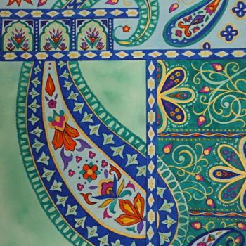 Malerei mit dem Titel "Cachemire" von Isabelle Blanchon, Original-Kunstwerk, Tinte
