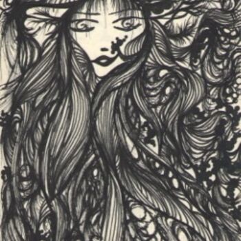 Drawing titled "moleskine girl 0" by Isabelle Deflandre, Original Artwork