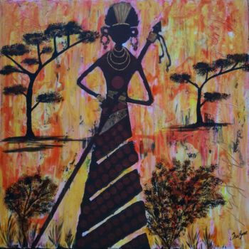 Painting titled "Aminata" by Isalyne, Original Artwork, Acrylic