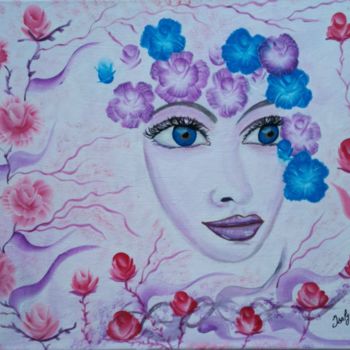 Painting titled "Lula Purple" by Isalyne, Original Artwork, Acrylic