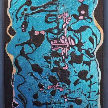 Painting titled "Calligraphe" by Isabelle Doxis, Original Artwork, Acrylic Mounted on Wood Panel