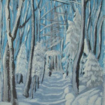Peinture intitulée "Chemin enneigé" par Isabelle Dumorel, Œuvre d'art originale
