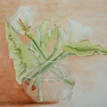 Painting titled "Arums" by Isabelle Dumorel, Original Artwork