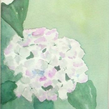 Картина под названием "Hortensia blanc" - Isabelle Dumorel, Подлинное произведение искусства