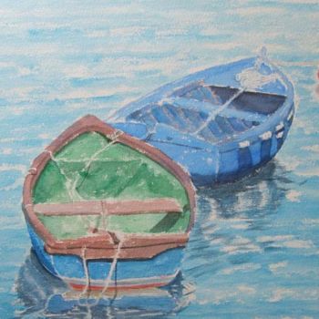 Peinture intitulée "Barques en sommeil" par Isabelle Dumorel, Œuvre d'art originale