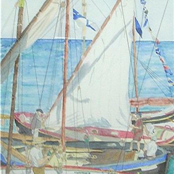 Peinture intitulée "La mer en fête" par Isabelle Dumorel, Œuvre d'art originale