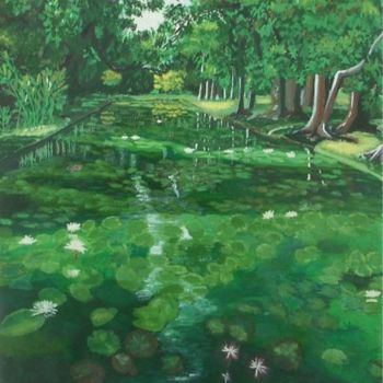 Ζωγραφική με τίτλο "Jardin des pamplemo…" από Isabelle Dumorel, Αυθεντικά έργα τέχνης