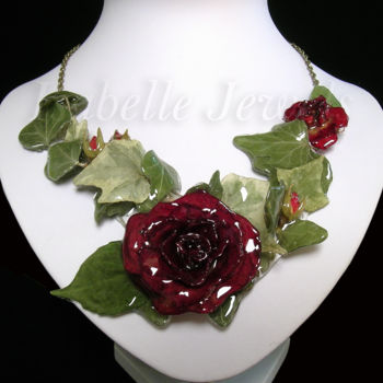 Ambacht getiteld "fiori rose rosse, n…" door I Fiori Di Isabelle Jewels, La Natura Ne, Origineel Kunstwerk