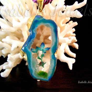 Ambacht getiteld "fiore ortensia blu…" door I Fiori Di Isabelle Jewels, La Natura Ne, Origineel Kunstwerk