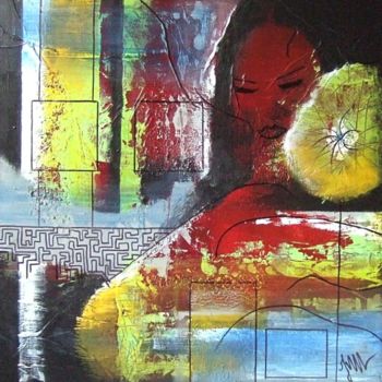 Картина под названием "Entre le coeur et l…" - Isabelle Mignot, Подлинное произведение искусства, Масло