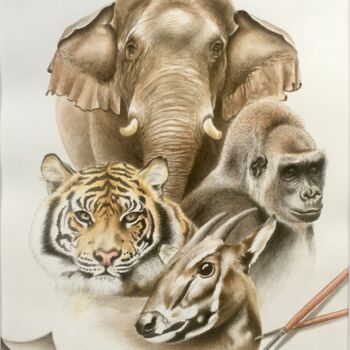 绘画 标题为“Saola , Tigre de Su…” 由Isabelle Molinard, 原创艺术品, 水彩