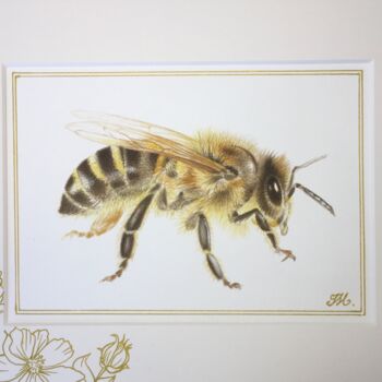 Painting titled "Abeille GF 24" by Isabelle Molinard, Original Artwork, Watercolor