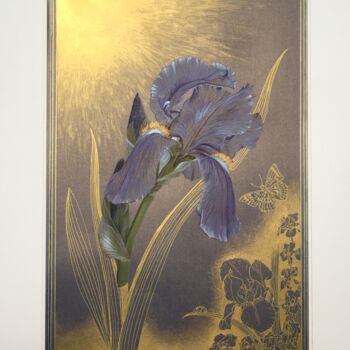 Painting titled "Iris irisé" by Isabelle Molinard, Original Artwork, Acrylic