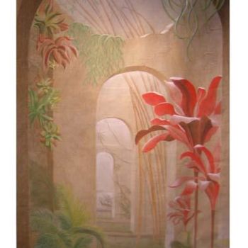 Pintura intitulada "Fleur rouge" por Isabelle Molinard, Obras de arte originais, Acrílico