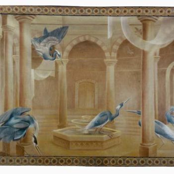 Painting titled "Hammam" by Isabelle Molinard, Original Artwork, Oil