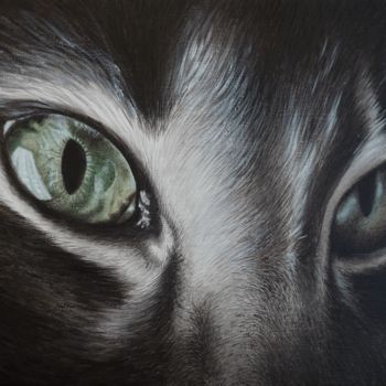 Painting titled "Green Eyes 2" by Isabelle Molinard, Original Artwork, Acrylic