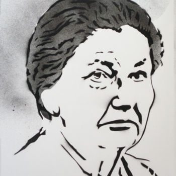 Painting titled "Simone Veil" by Murzo, Original Artwork, Spray paint