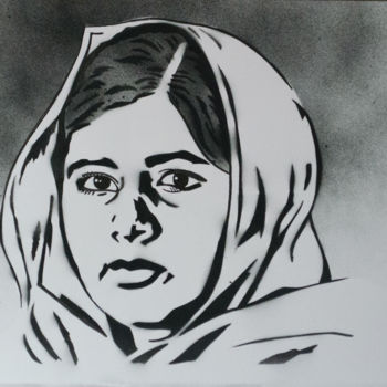 Peinture intitulée "Malala Yousafzai dé…" par Murzo, Œuvre d'art originale, Bombe aérosol