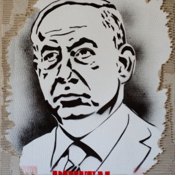 Peinture intitulée "b-netanyaou" par Murzo, Œuvre d'art originale, Bombe aérosol