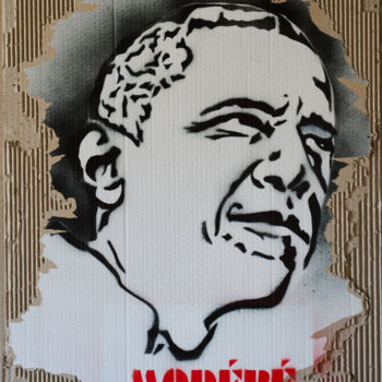 Peinture intitulée "b-obama" par Murzo, Œuvre d'art originale, Bombe aérosol