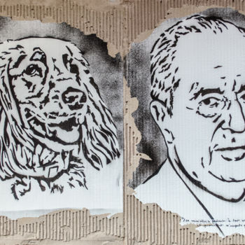 Painting titled "Edouard Balladur et…" by Murzo, Original Artwork, Spray paint Mounted on Wood Panel