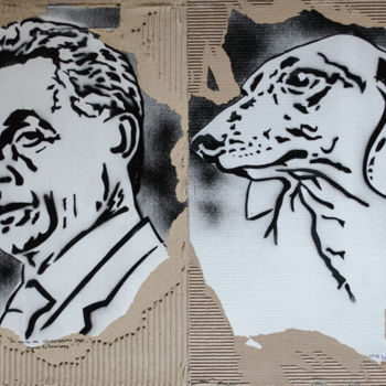 Painting titled "Nicolas Sarkozy et…" by Murzo, Original Artwork, Spray paint Mounted on Wood Panel