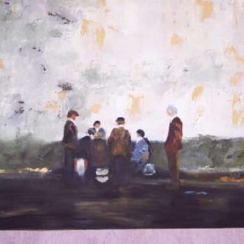 Painting titled "la partie de cartes" by Isabelle Mangin-Lenglet, Original Artwork, Oil