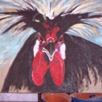 Painting titled "quel beau coq" by Isabelle Mangin-Lenglet, Original Artwork, Oil