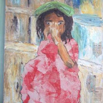 Pintura intitulada "timide" por Isabelle Mangin-Lenglet, Obras de arte originais, Óleo