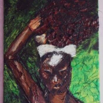 Painting titled "africaine" by Isabelle Mangin-Lenglet, Original Artwork, Oil